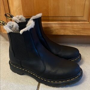 Dr. Martens Black Ankle Boots with faux fur Lining